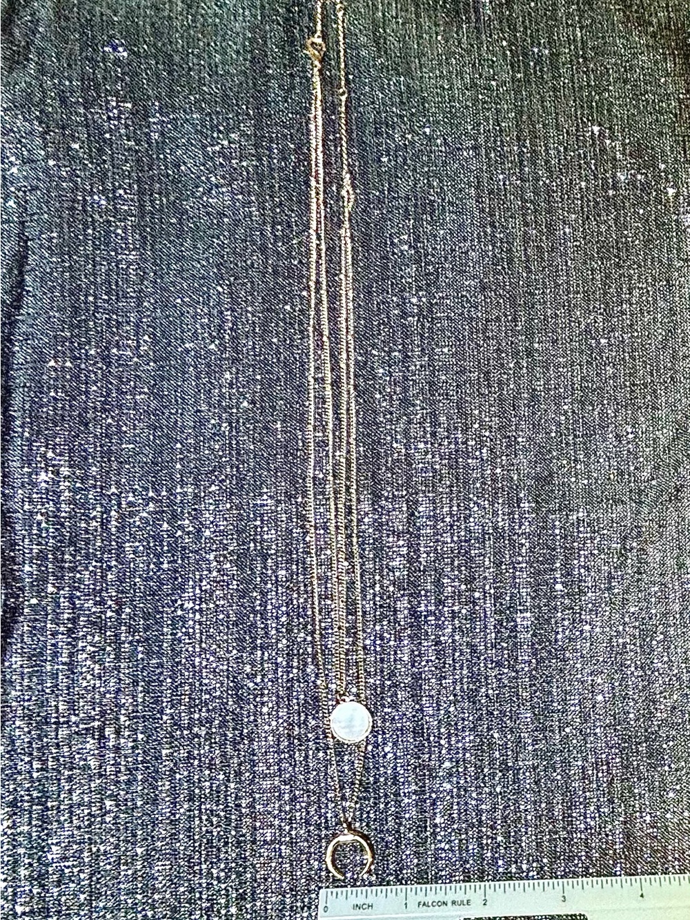 Gold Layered Moon Pendant Necklace with White Shell Disk